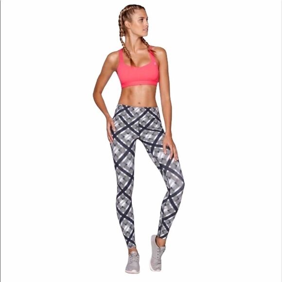 Lorna Jane Pants - euc Lorna Jane Off Duty plaid full length tight leggings sz xs